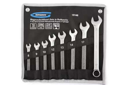 Набор ключей комбинированных 8-19 мм 8 шт CrV холодный штамп GROSS 15148 купить в Урае