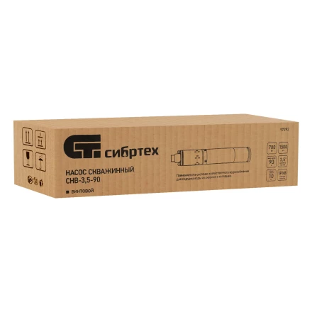 Скважинный насос Сибртех СНВ-3,5-90, винтовой, диаметр 3,5", 700 Вт, 1500 л/ч, напор 90 м 97292 купить в Урае
