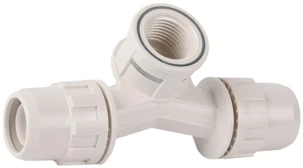 Тройник ЗУБР &quot;ШиреФит&quot; переходной со смещением &quot;штуцер с гайкой - внутренняя резьба - штуцер с гайкой&quot;, 20мм-1/2&quot;-20мм 51504-20-1/2-20 купить в Урае