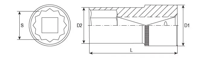 Головка торцевая 12-гранная глубокая 1/2"DR 16 мм S04HD4716 Jonnesway 49065 купить в Урае