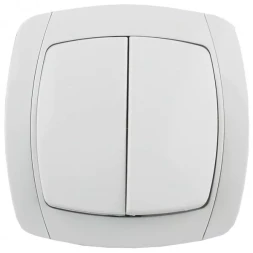 Выключатель СВЕТОЗАР "CITY LIGHT" двухклавишный в сборе, белый, 10А/~250В SV-54234-W