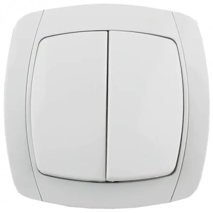 Выключатель СВЕТОЗАР &quot;CITY LIGHT&quot; двухклавишный в сборе, белый, 10А/~250В SV-54234-W купить в Урае