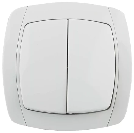 Выключатель СВЕТОЗАР &quot;CITY LIGHT&quot; двухклавишный в сборе, белый, 10А/~250В SV-54234-W купить в Урае