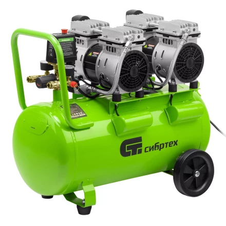 Компрессор безмаслянный малошумный Сибртех МБ 2000/50 58007, 2000 Вт, 50л, 300 л/мин купить в Урае