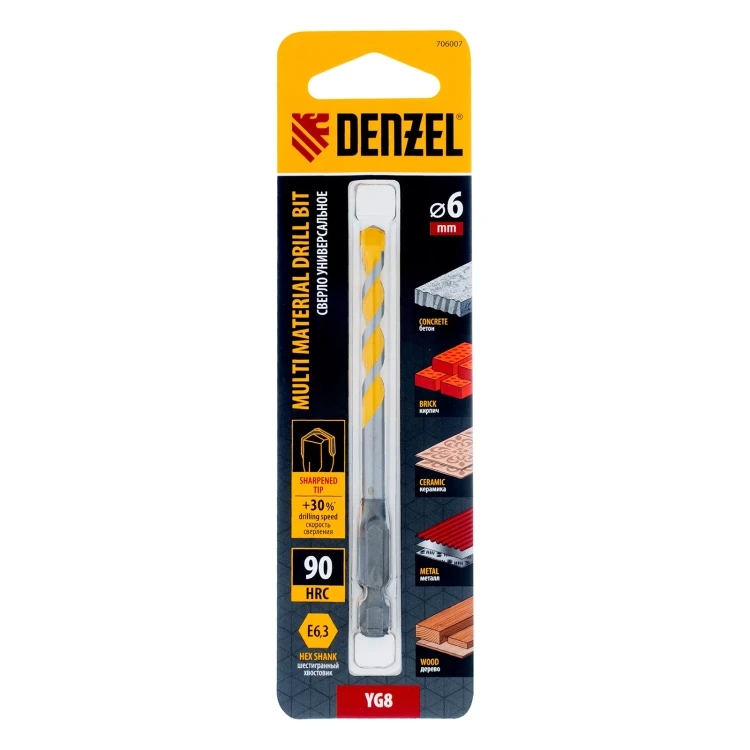 Сверло универсальное, Multi cut, 6 мм Denzel 706007 купить в Урае