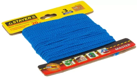 Шнур STAYER &quot;MASTER&quot; хозяйственно-бытовой, полипропиленовый, вязанный, с сердечником, синий, d 3, 20м 50413-03-020 купить в Урае