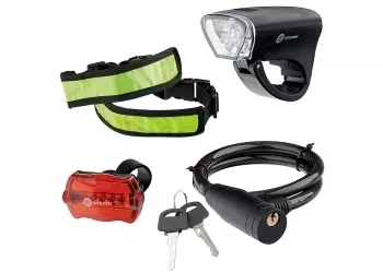 Велосипедный набор передний и задний фонари Led светоотражатель и тросовый замок Stern 90561 купить в Урае