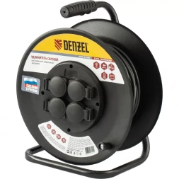 Удлинитель силовой на стальной катушке ПВС 3 х 2,5 мм 30 м 4 розетки 16 А тип УХз-16 Denzel 95984