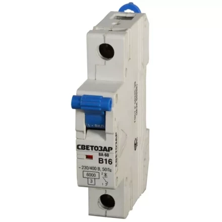Выключатель автоматический СВЕТОЗАР 1-полюсный, 40 A, &quot;B&quot;, откл. сп. 6 кА, 230 / 400 В SV-49051-40-B купить в Урае
