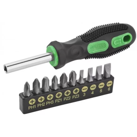 Набор URAGAN: Отвертки с двухкомпонентной рукояткой, SL3, 4, 5, 6. PH1, 2, 3, PZ: 1, 2, 3, 10 предм 25188-H10 купить в Урае