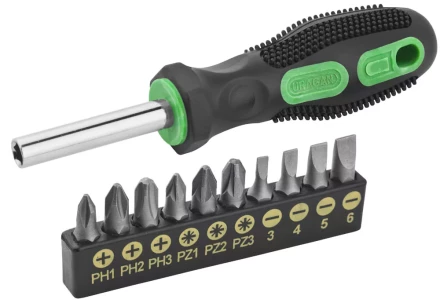 Набор URAGAN: Отвертки с двухкомпонентной рукояткой, SL3, 4, 5, 6. PH1, 2, 3, PZ: 1, 2, 3, 10 предм 25188-H10 купить в Урае
