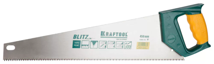 Ножовка по дереву (пила) KRAFTOOL BLITZ 450 мм, 7/8 TPI, быстрый рез поперек волокон, зубья - «S» : прямые 15005-45 купить в Урае
