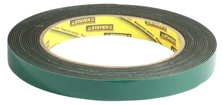 Двухсторонняя клейкая лента на вспененной основе, STAYER Professional 12233-12-05, черная, 12мм х 5м 12233-12-05 купить в Урае