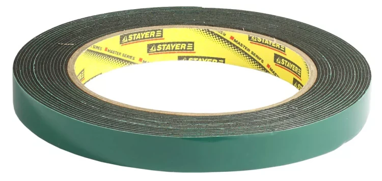 Двухсторонняя клейкая лента на вспененной основе, STAYER Professional 12233-12-05, черная, 12мм х 5м 12233-12-05 купить в Урае