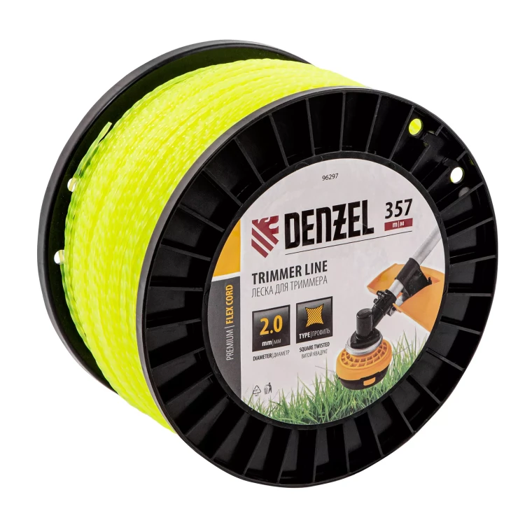 Леска для триммера витой квадрат, 2,0мм х 357м, на DIN катушке FLEX CORD// Denzel 96297 купить в Урае
