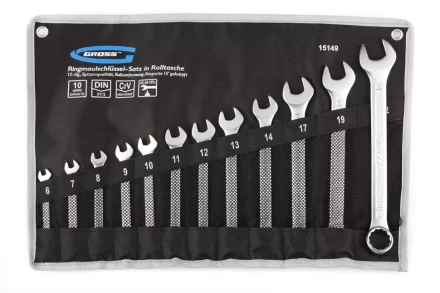 Набор ключей комбинированных 6-22 мм 12 шт CrV холодный штамп GROSS 15149 купить в Урае