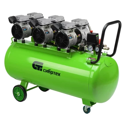Компрессор безмаслянный малошумный Сибртех МБ 2250/100, 2250 Вт, 100л, 400 л/мин купить в Урае