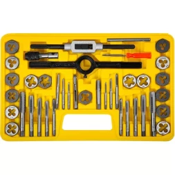 Набор метчиков и плашек STAYER "MASTER", плашки 17шт, метчики 17шт, метчикодерж. 2шт, плашкодерж. 1шт, резьбомер 1шт, отвертка 1шт, 40 предметов 2805-H40_z01