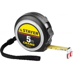Рулетка STAYER GRAND, корпус с противоскользящим напылением, упрочненное полотно, 5м/19мм 552021