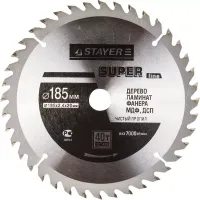 Диск пильный "SUPER-Line" по дереву, 185х20мм, 40Т, STAYER 3682-185-20-40