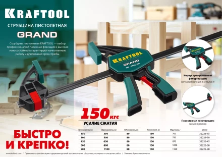 Струбцина KRAFTOOL GRAND пистолетная 32226-90 купить в Урае