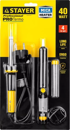 Набор STAYER &quot;PROFI&quot; для паяльных работ, 55300 +шприц + подставка + припой, 40 Вт 55316-40-H4 купить в Урае