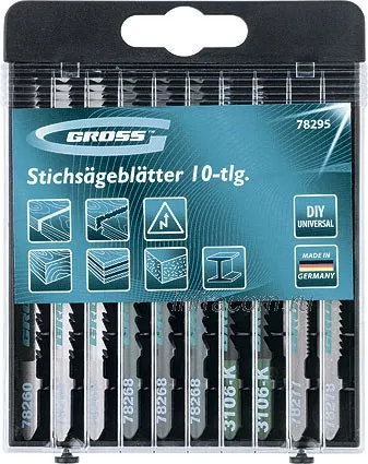 Набор полотен для электролобзика универсальный 10шт DIY пластиковый кейс GROSS 78295 купить в Урае