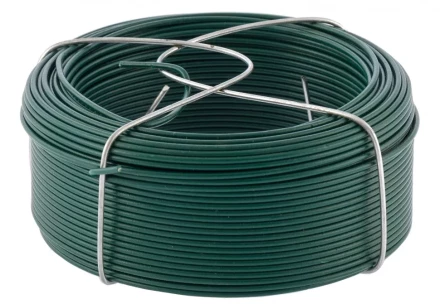 Проволока с ПВХ покрытием зеленая 1,5 мм длина 50 м Сибртех 47772 купить в Урае