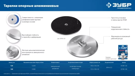 ЗУБР d 125 мм, М14, держатель алюминиевый для АГШК, ПРОФЕССИОНАЛ (35783-125) купить в Урае