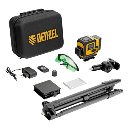 Лазерный уровень мультипризменный DLV-360-3T, 30 м, зеленый луч, Li-Ion 2,4 Aч, штатив // Denzel 350805 купить в Урае