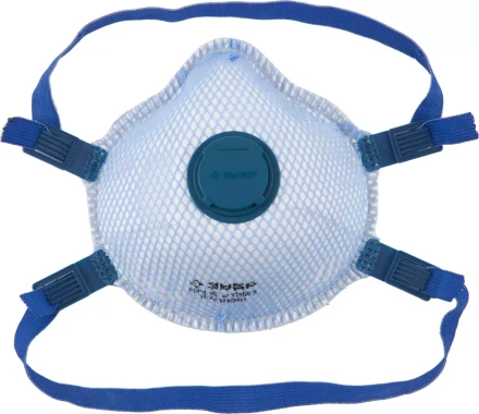 Полумаска фильтрующая ЗУБР &quot;ЭКСПЕРТ&quot; коническая, с внешней сеткой, с клапаном, многослойная, класс защиты FFP3 11160-3 купить в Урае