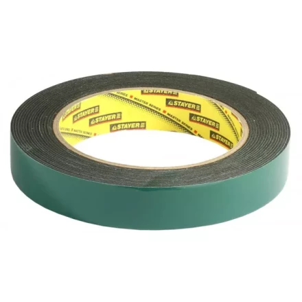 Двухсторонняя клейкая лента на вспененной основе, STAYER Professional 12233-19-05, черная, 19мм х 5м 12233-19-05 купить в Урае