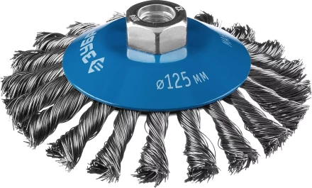 ЗУБР &quot;ПРОФЕССИОНАЛ&quot;. Щетка коническая для УШМ, плетеные пучки стальной проволоки 0,5мм, 125ммхМ14 35269-125_z02 купить в Урае