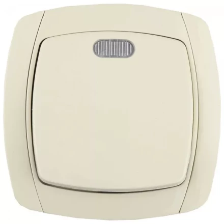 Выключатель СВЕТОЗАР &quot;CITY LIGHT&quot; одноклавишный в сборе, с подсветкой, бежевый, 10А/~250В SV-54231-B купить в Урае