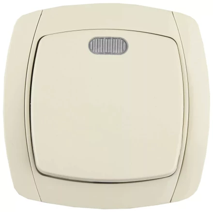 Выключатель СВЕТОЗАР &quot;CITY LIGHT&quot; одноклавишный в сборе, с подсветкой, бежевый, 10А/~250В SV-54231-B купить в Урае