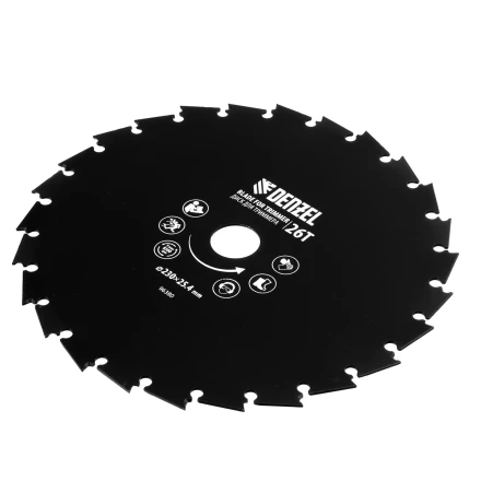 Диск для триммера c долотообразной формой зуба Denzel, 230 х 25,4 26 зубов, 96380 купить в Урае