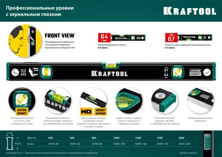 Профессиональный уровень с зеркальным глазком KRAFTOOL 34781-150 купить в Урае