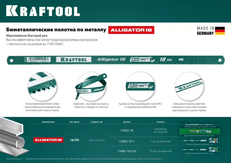 Полотна по металлу Alligator 15942-18 купить в Урае