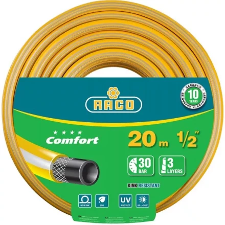 Шланг RACO &quot;COMFORT&quot; поливочный, 30атм., армированный, 3-х слойный, 1/2&quot;х20м 40303-1/2-20 купить в Урае