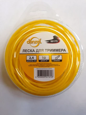 Леска для триммера квадратная витая 2.4мм х 10м  Denzel Россия 96175 купить в Урае