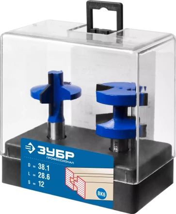 ЗУБР 38.1 x 28.6 мм, хвостовик 12 мм, набор фрез пазо-шиповых, Профессионал (28731-38.1-H2) купить в Урае