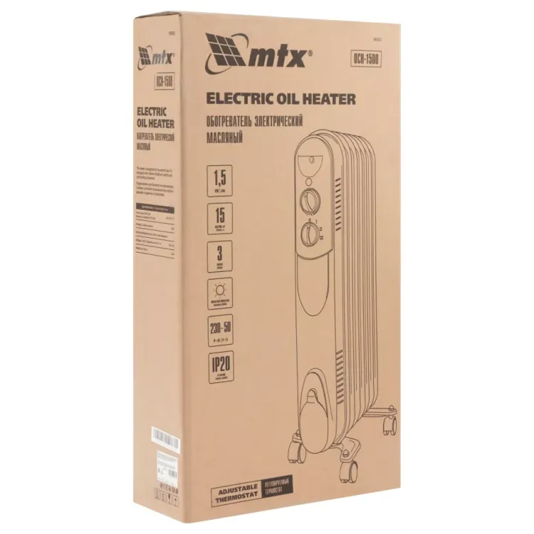 Масляный обогреватель MTX OCH-1500, 230 В, 1500 Вт // MTX 98302 купить в Урае