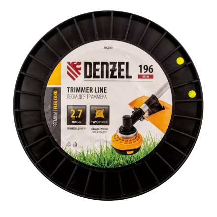 Леска для триммера витой квадрат, 2,7мм х 196м, на DIN катушке FLEX CORD// Denzel 96299 купить в Урае