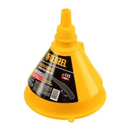 Воронка пластиковая 135 мм с металлическим ситом, гибким наконечником и непроливайкой Denzel 537210 купить в Урае