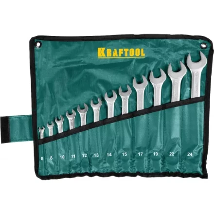 Набор комбинированных гаечных ключей 12 шт, 6 - 24 мм, KRAFTOOL 27079-H12 купить в Урае