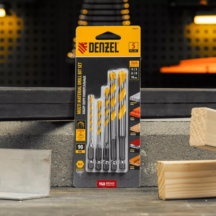Набор сверл универсальных, Multi cut, 4-10 мм, 5 шт Denzel 706016 купить в Урае