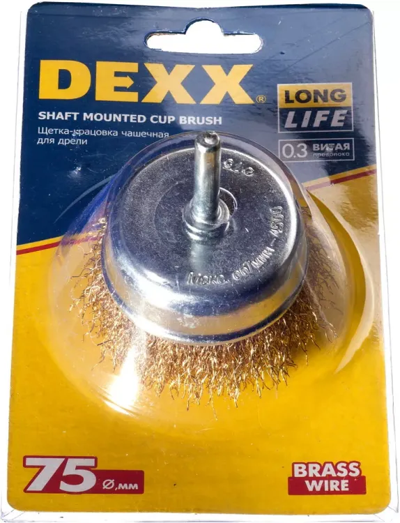 DEXX. Щетка чашечная для дрели, витая стальная латунированная проволока 0,3мм, 75мм 35109-075 купить в Урае