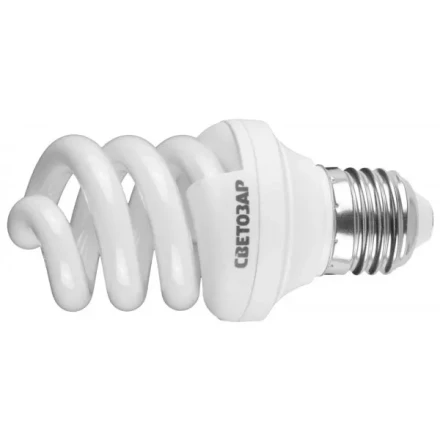 Энергосберегающая лампа СВЕТОЗАР &quot;ЭКОНОМ&quot; спираль,цоколь E27(стандарт),Т3,яркий белый свет(4000 К), 8000час,9Вт(45) 44354-09_z01 купить в Урае