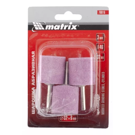 Шарошка абразивная цилиндр 32x32x6 F46 3 штук MATRIX 76016 купить в Урае