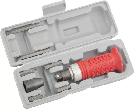 Отвертка ударно-поворотная 1/2&quot;, набор бит, 6 шт., обрезиненная ручка, в пласт. боксе  MATRIX 11579 купить в Урае